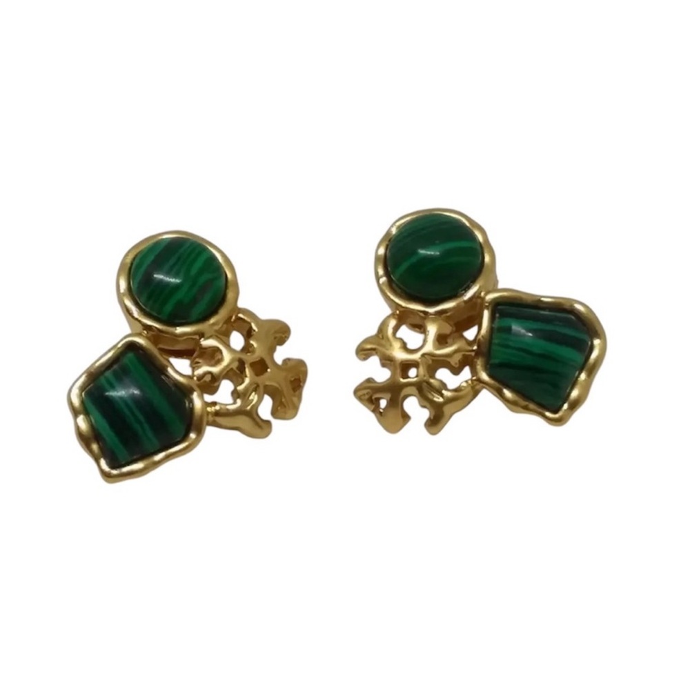 TORY BURCH Roxanne Malachite cluster earrings